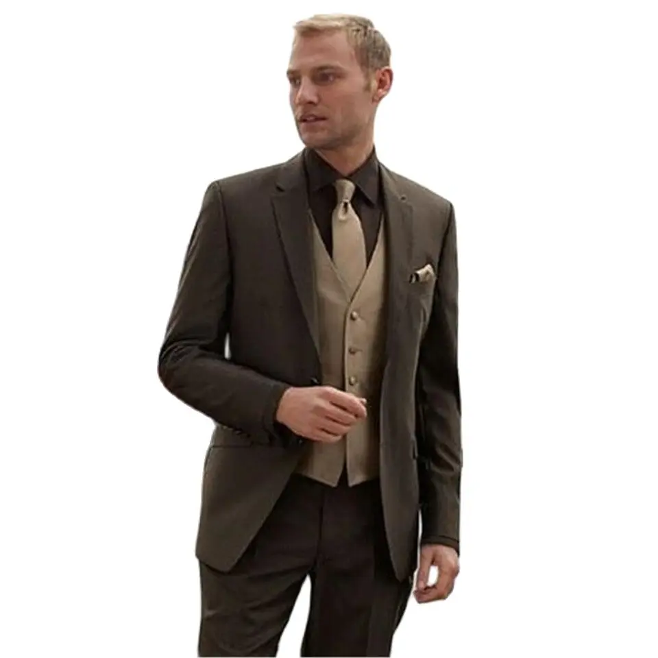 

New Classic Men’s Suit Smolking Noivo Terno Slim Fit Easculino Evening Suits For Men Business Party Brown Tuxedos Groomsmen Wed