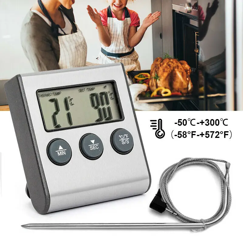 

Barbecue Thermometer Home Kitchen Meat Oven Stainless Steel With Probe