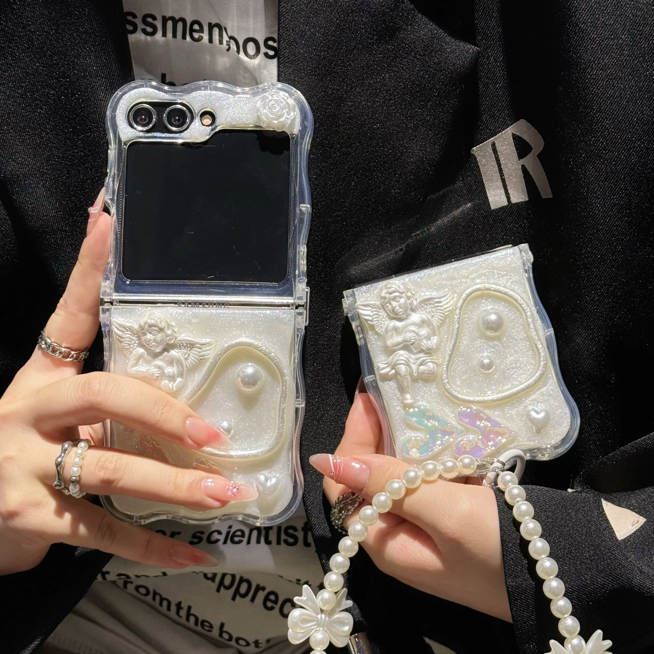 Жесткий ударопрочный чехол из поликарбоната с жемчужинами и 3d-изображением