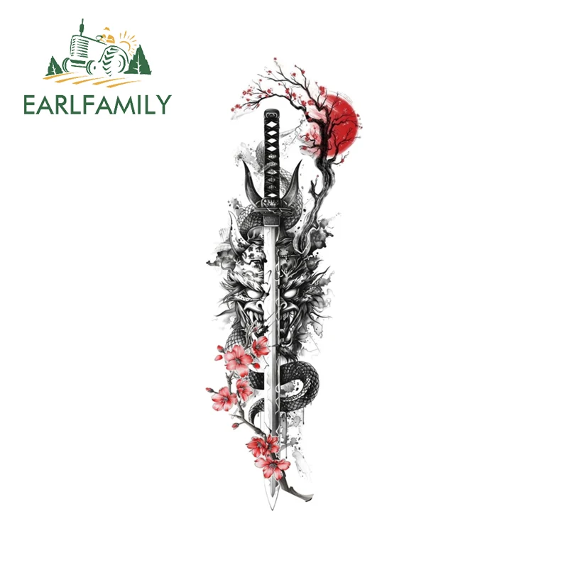 

EARLFAMILY Самурайская тема Катана дизайн автомобильные наклейки крутая мультяшная наклейка с изображением забавная наклейка на кузов мотоцикла окклюзия царапин