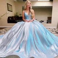 sparkle v neck evening dress ball gown 2022 sexy women spaghetti straps prom gown elegant party gown sleeveless robes de soir%c3%a9e