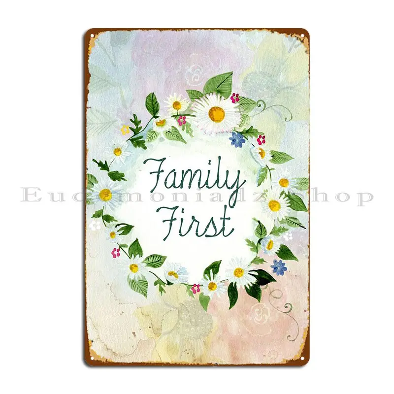 

Family First Metal Sign Bar Garage Wall Decor Character Create Tin Sign Poster