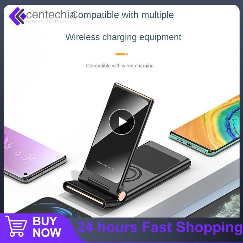 

Foldable Mobile Phone Wireless Charger Black Quick Charging Dock Station Phone Holder For Travel Adjustable Mobile Phone Holder