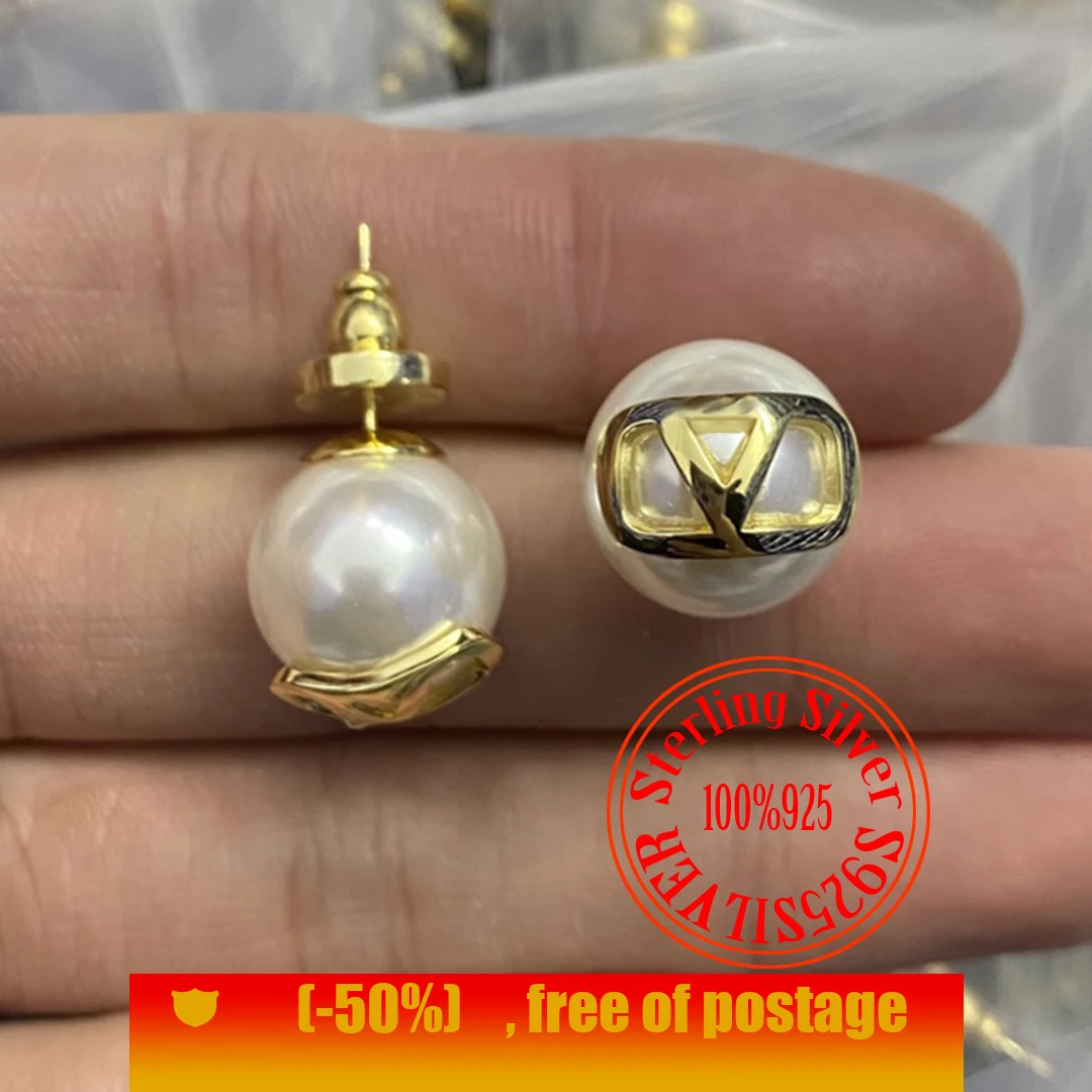 

S925 Sterling Silver women's versatile Round Earrings, classic fashion style, couple gifts, gold-plated jewelry