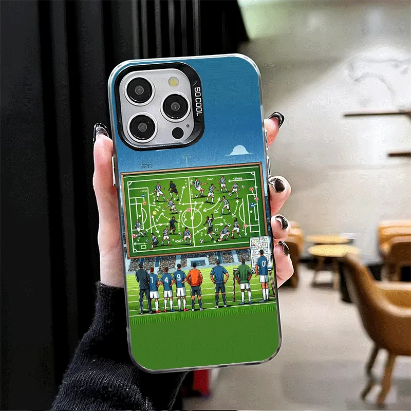Фото Противоударный чехол для телефона с дизайном футбольной тактики для iPhone 17 Air, 16, 16E, 15 Pro Max, 14 Plus, 13 Mini, 12. Защитная задняя крышка от падений. №4