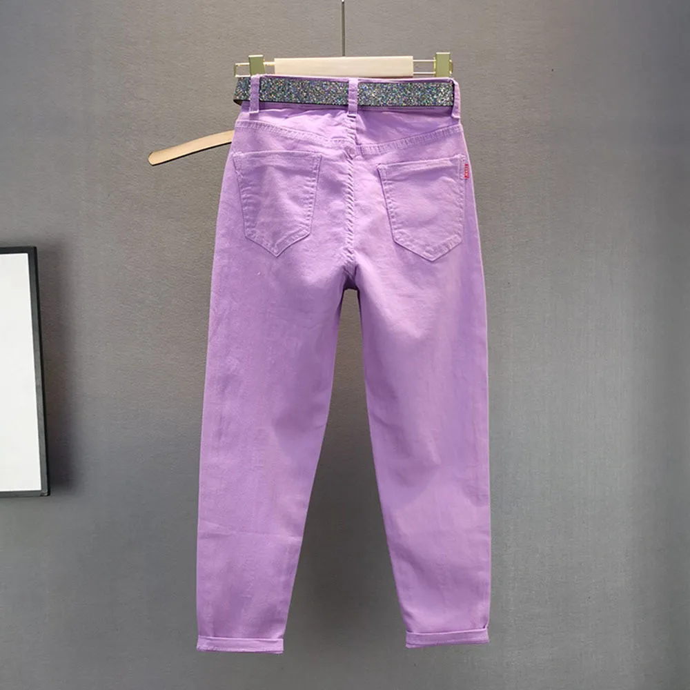 Джинсы женские с завышенной талией Модные свободные Стрейчевые брюки-карандаш