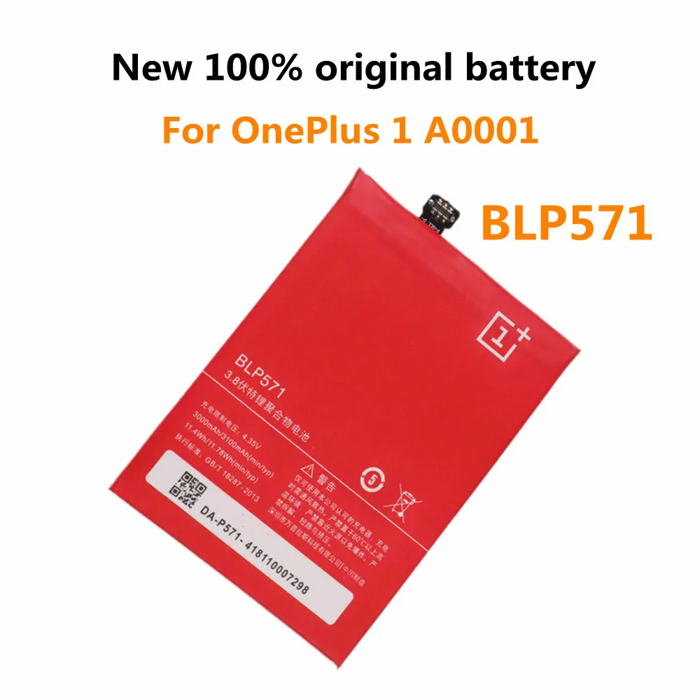 

100% Original One Plus 3100mAh BLP571 Battery For Oneplus 1 A0001 Smart Mobile Phone Genuine 1+ Replacement Batteries Bateria