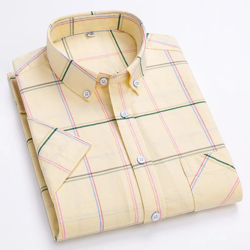 

Short Sleeve Oxford Shirts 100% Cotton Mens Summer Fashion Button Down Casual Shirt Button Down Slim Fit Male Brand Quality Tops