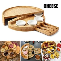 wooden cheese board cheese board cutlery cutter set with slide out drawer cooking tools rotary opening closing cutting board box