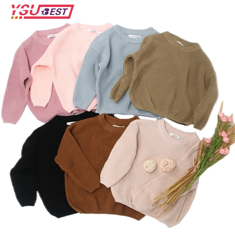 

Autumn Winter Baby Kids Boys Girls Long Sleeve Pure Color Knit Sweater Baby Kids Boys Girls Pullover Sweaters Clothes 9 Color