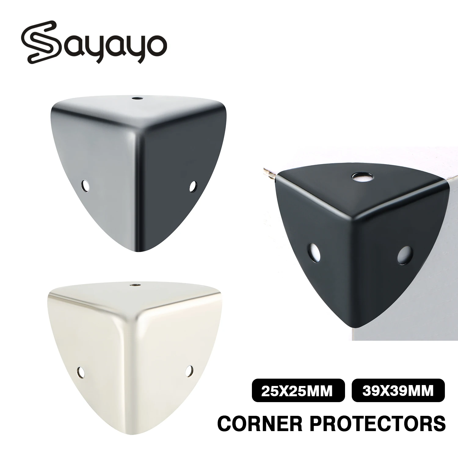 4/8pcs Metal Box Corner Protectors Wooden Box Coner Protector Furniture Hardware Protector Decorative Corner 25/39mm+Nails