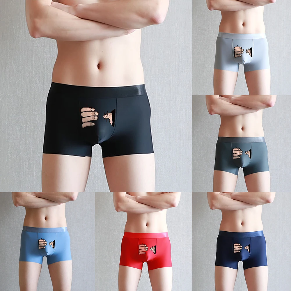 

Funny Cartoon Underwear Mens Ice Silk Boxer Shorts Sexy Cute Spoof Trunk Plus Size Male Panties For Lovers Gift Boxer Hombre Men