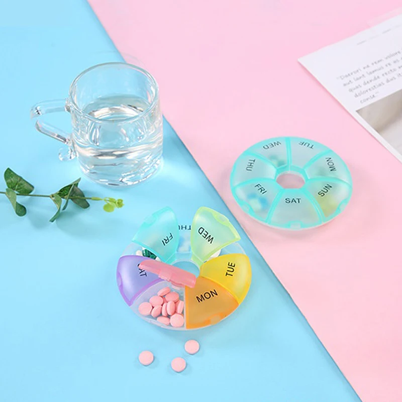 

7 дней, еженедельный органайзер для таблеток, круглый чехол для таблеток, коробка для таблеток для лекарств, витаминов