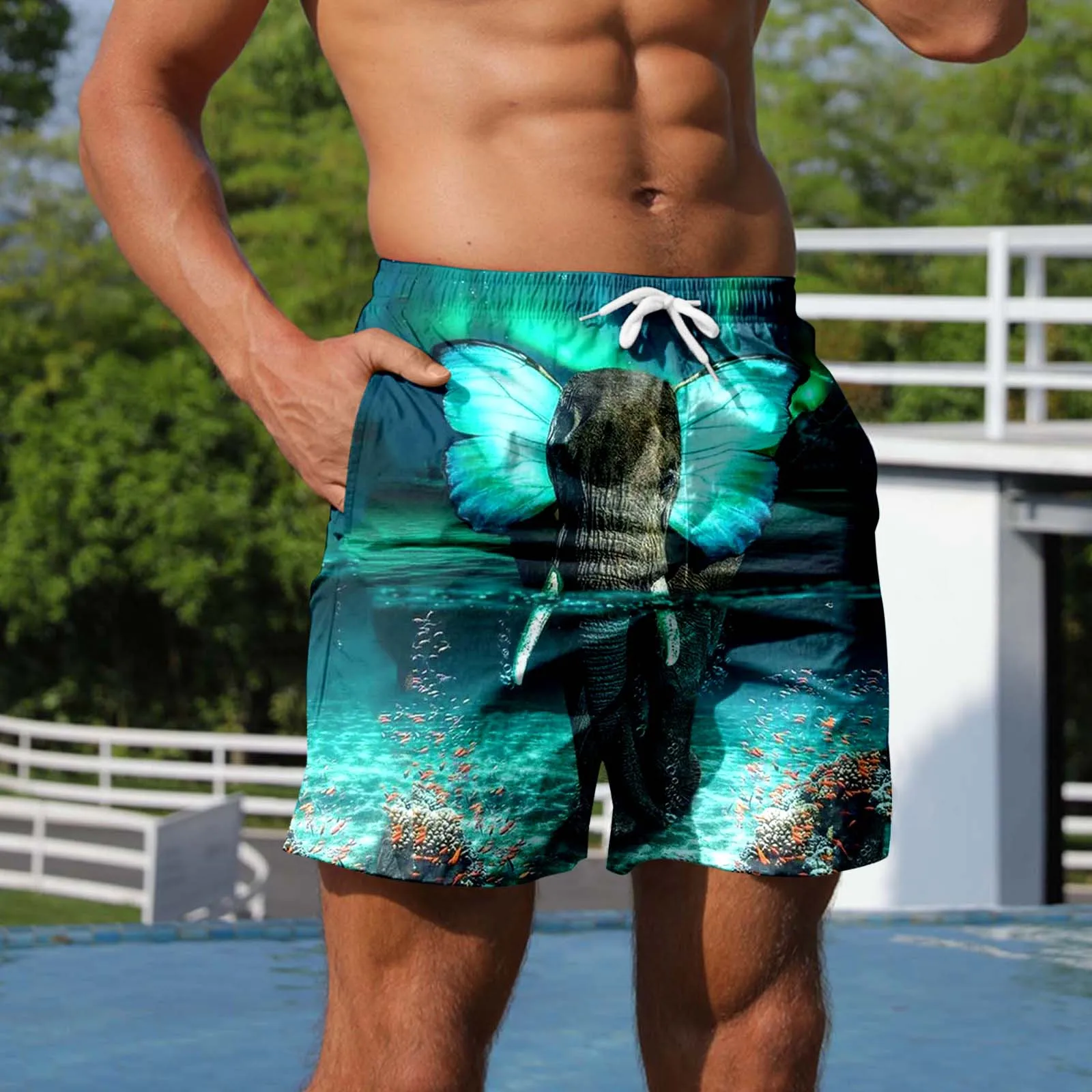 

Male Casual Pants Print Trend Youth Summer Mens Sweatpants Fitness Running Shorts Beach Shorts Beach Board Shorts for Men