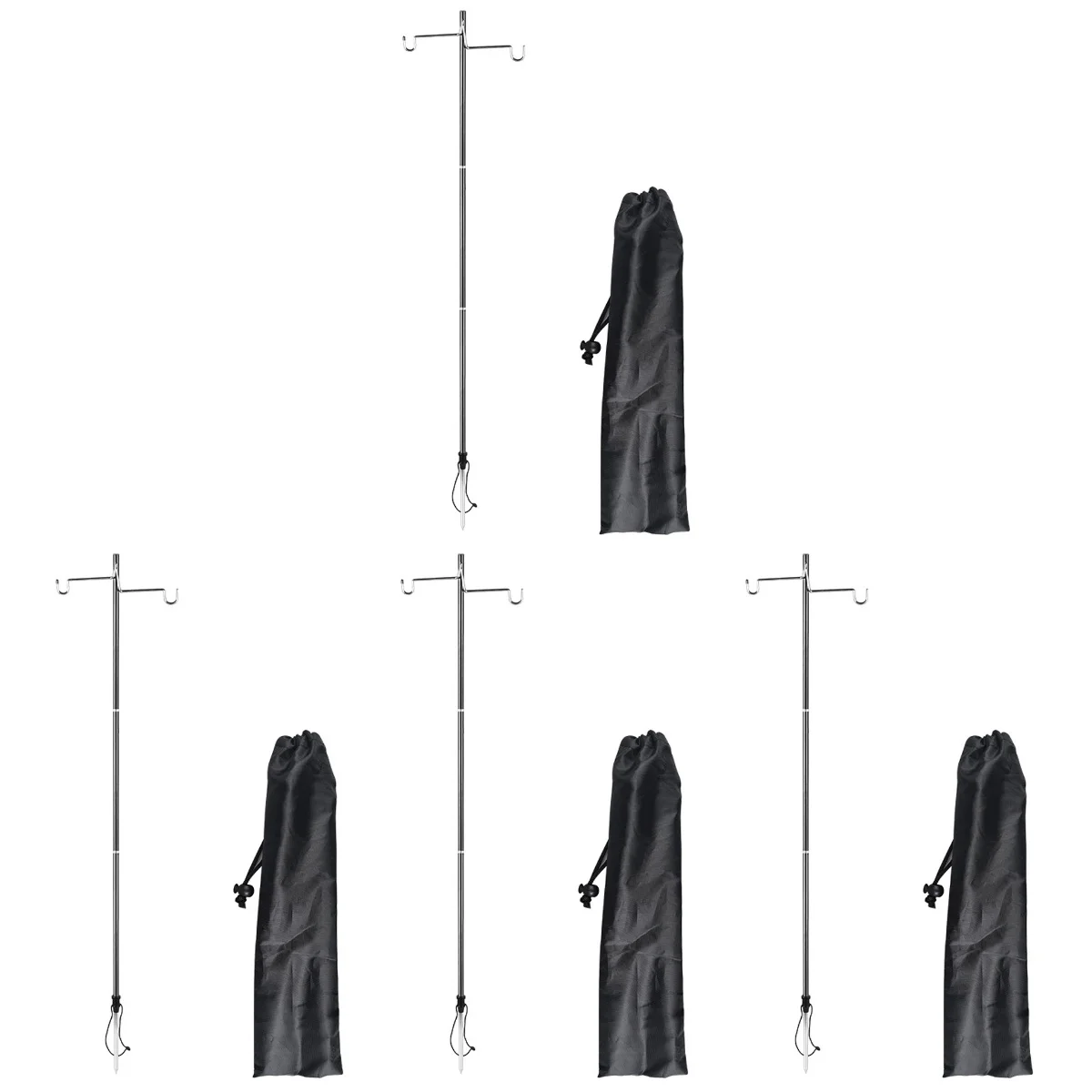 

4 Sets Camping Lamp Pole Lamp Stand Table Ground Dual Use Lantern Hanger for Camping
