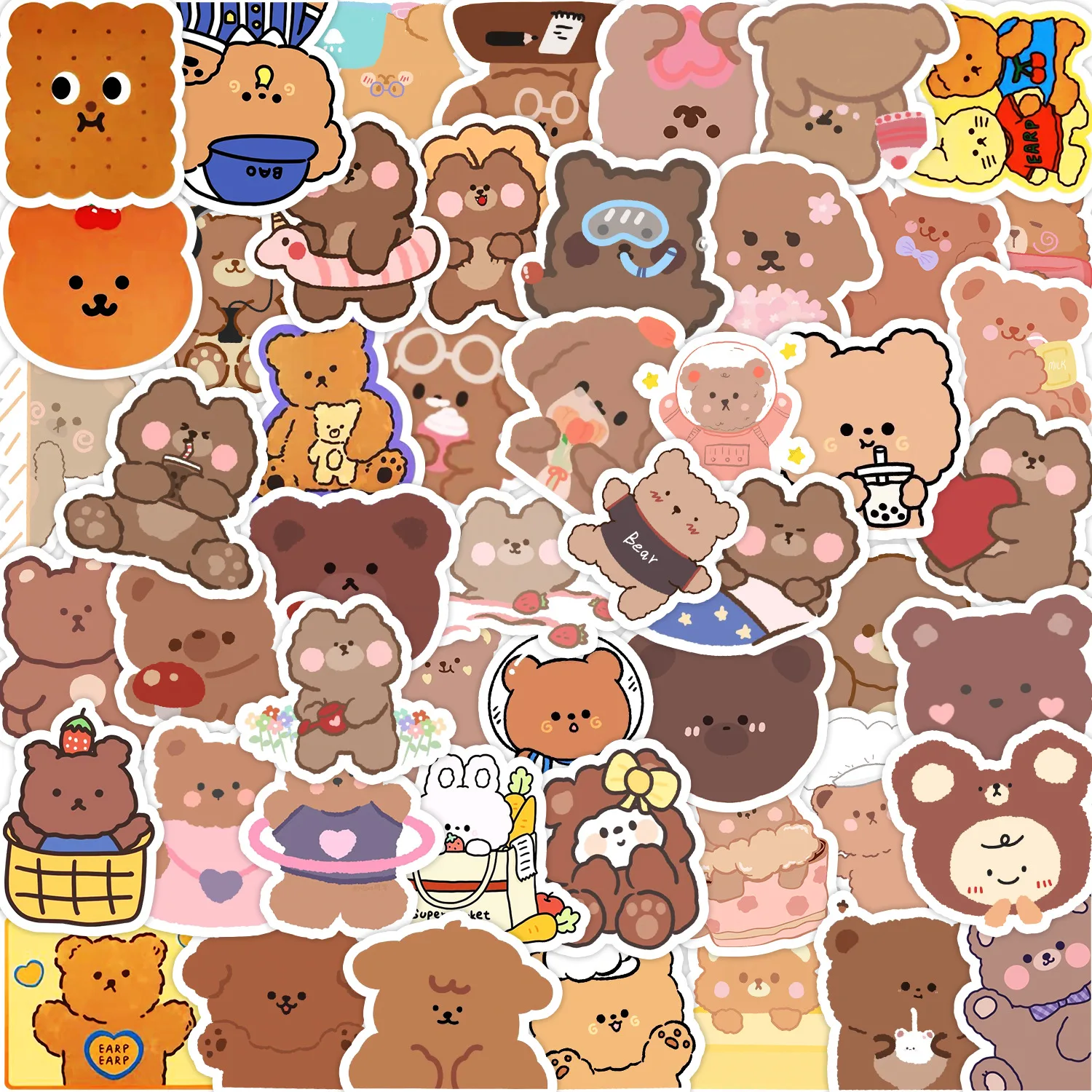 

10/50Pcs Cartoon Cute Bear Anime Mix Series Graffiti Sticker Table Wall Bedroom Home Decor Sticker