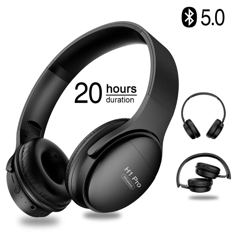 

H1 Pro Bluetooth Headphones HIFI Stereo Wireless Earphone Gaming Headsets Over-ear Noise Canceling with Mic Support TF Card