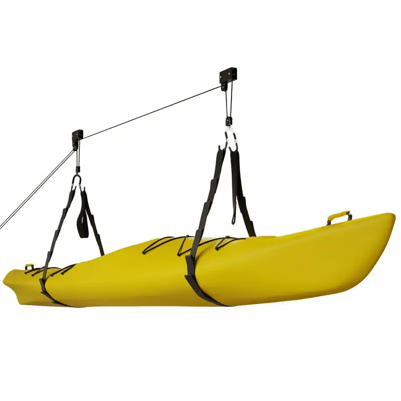 

Hoist – Overhead Pulley System with 125lb Capacity for Canoes, Bikes, Ladders, or Kayak Storage up to 12-Foot Ceilings by Fish