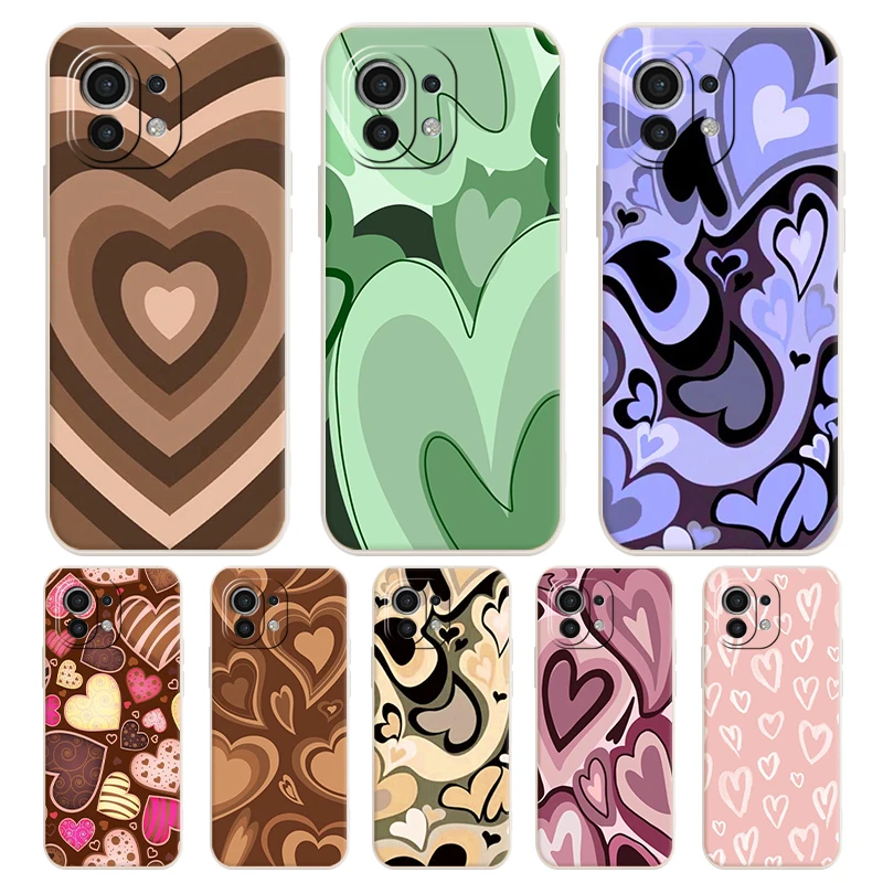 

Luxury Love Heart Circle Phone Case for Xiaomi Mi 11 Pro 12 10 10S 9 Liquid Silicone Back Cover Funda for Xiaomi 12 Coque Shell