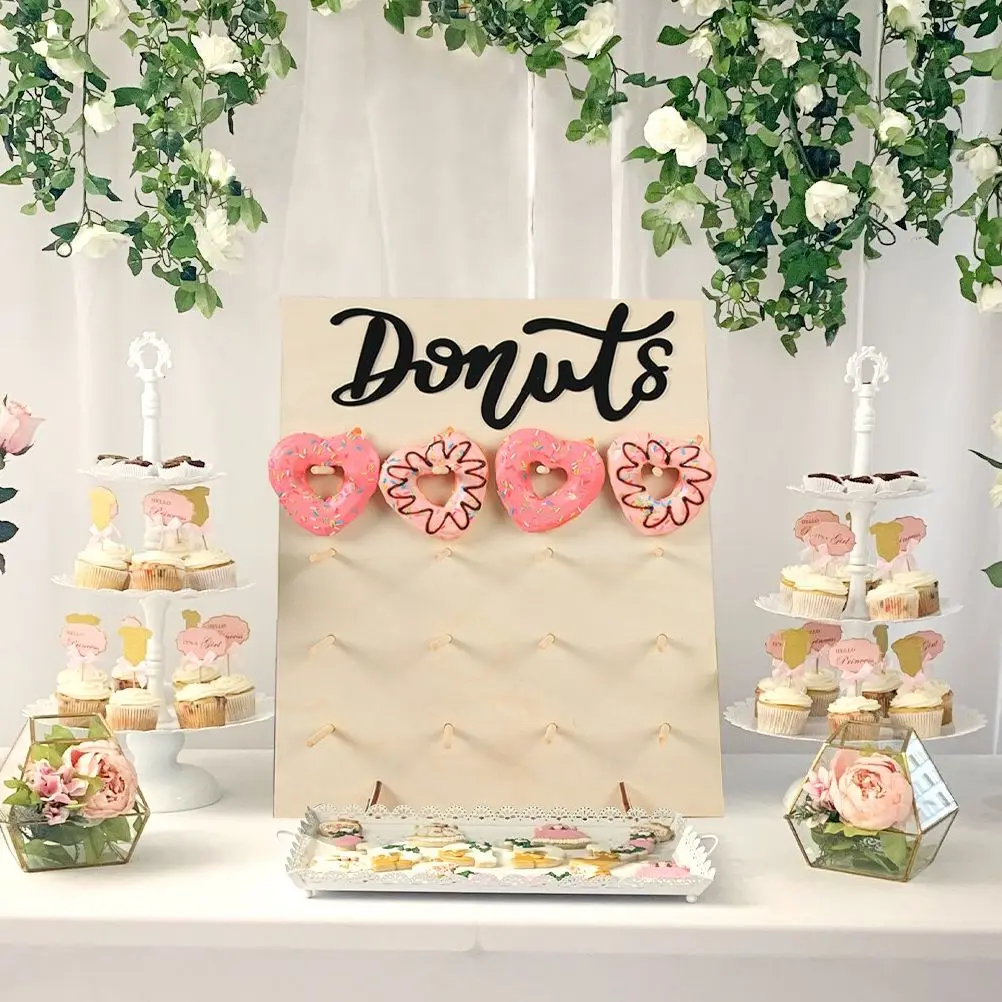 Donut Wall Holder Stand Sweet Cart Rustic Wedding Table Decor Donut Board  Birthday Party Candy Bar Baby Shower Donut Party