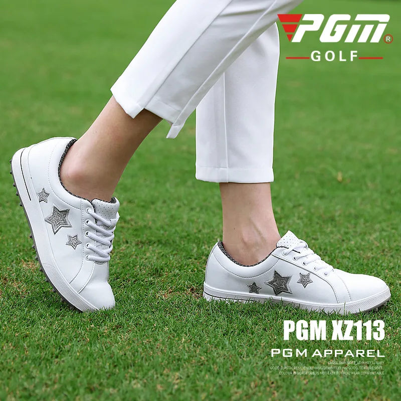 PGM Women Golf Shoes Leisure Fixed Nail Waterproof Sneakers Women Non-Slip Small White Girls Sports Shoes XZ113