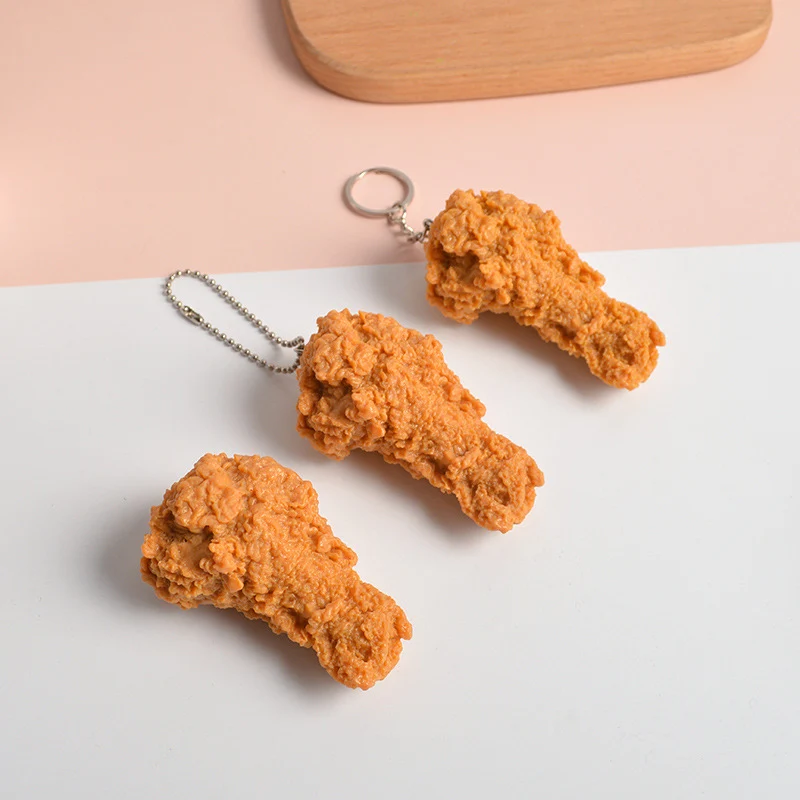 

1Pc 8.5cm*4.5cm PVC Imitation Food Keychain Fried Chicken Nuggets Chicken Leg Food Pendant Toy Gift Fake Leg Keychain Pendant