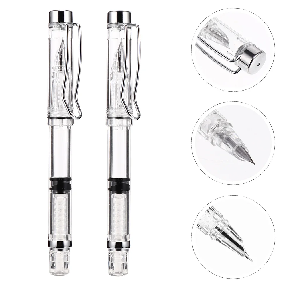 

4Pcs Simple Students Fountain Pen Calligraphy Writing Pen with Ink Absorber