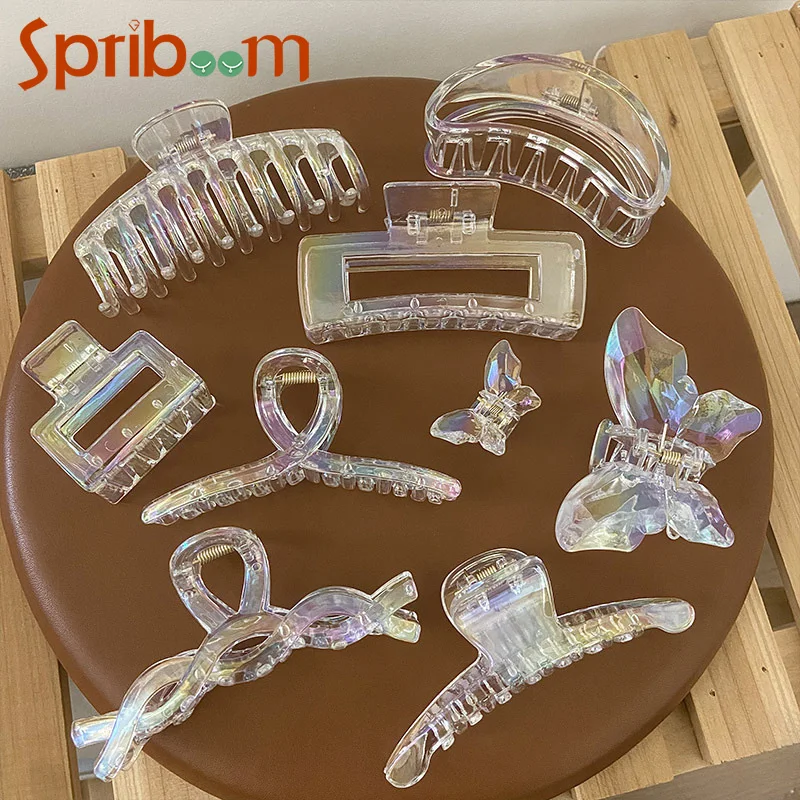

Transparent Women Hair Claw Korean Style Butterfly Hair Grab Plastic Ponytail Claw Clip Girls Hair Accessories Fashion Headwear
