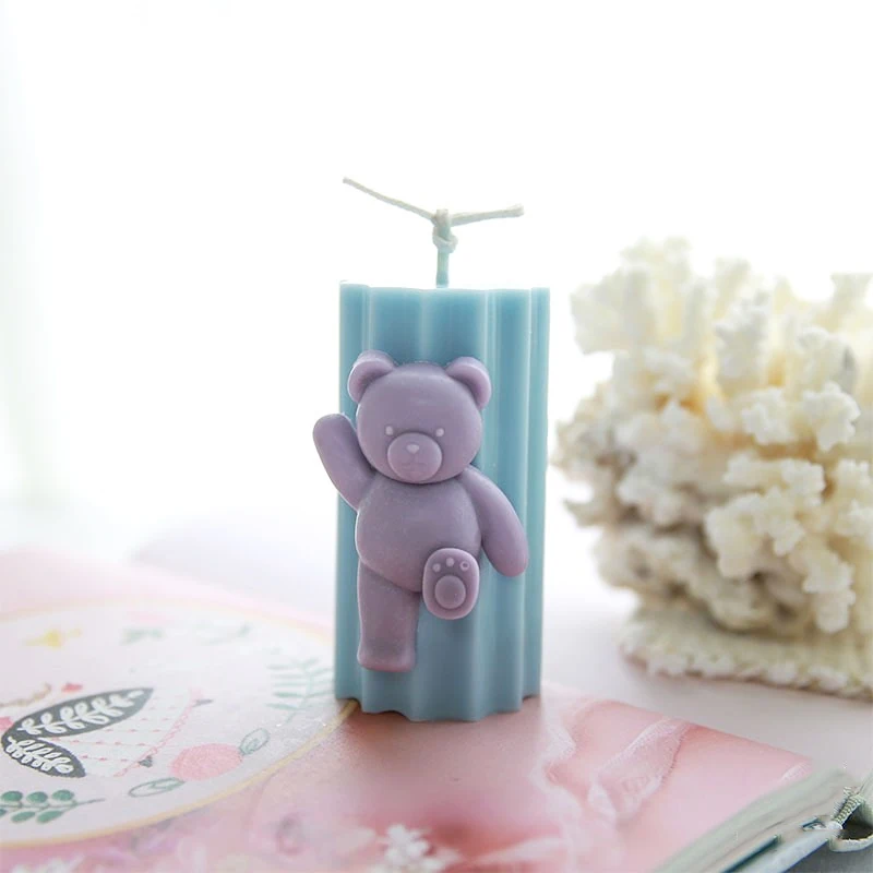 

3D Bear Candle Silicone Mold Handmade Arch Door Ornament Mousse Cake Chocolate Baking Mould DIY Resin Plaster Molds Home Decor