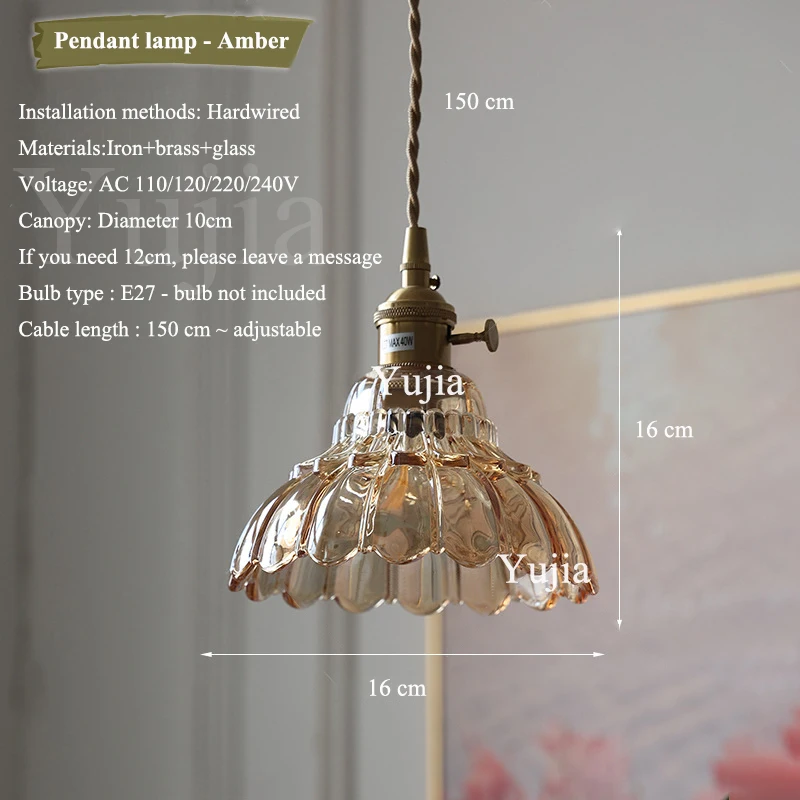 

Подвесной светильник WGNUUC, латунь, стекло, цветок