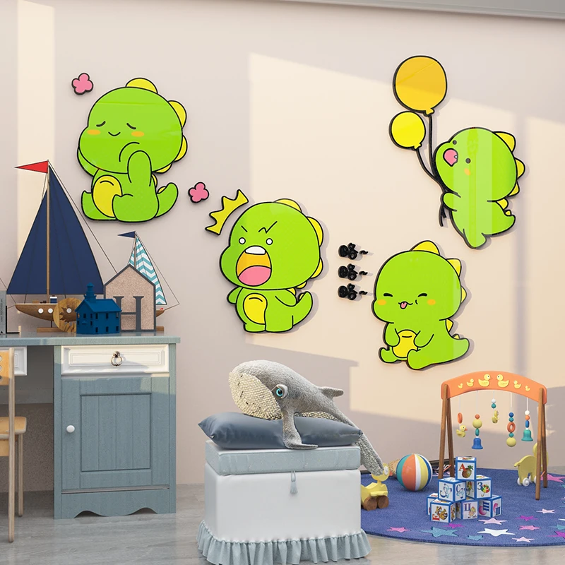 

WS270 Children's room decoration supplies boys' and girls' bedroom bedside background wall stickers cartoon dinosaur decorations