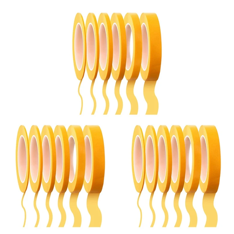 

18 Rolls Fine Line Tape 1/16,7/10,1/8,1/4,1/2,3/4 Inch X 55Yard, Fineline Masking Tape, Painters Automotive Masking Tape
