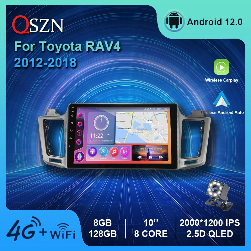 

QSZN 2K QLED Android 12 Car Radio For Toyota RAV4 4 XA40 5 XA50 2012-2018 Multimedia Video Player GPS 4G Carplay Auto Navigation