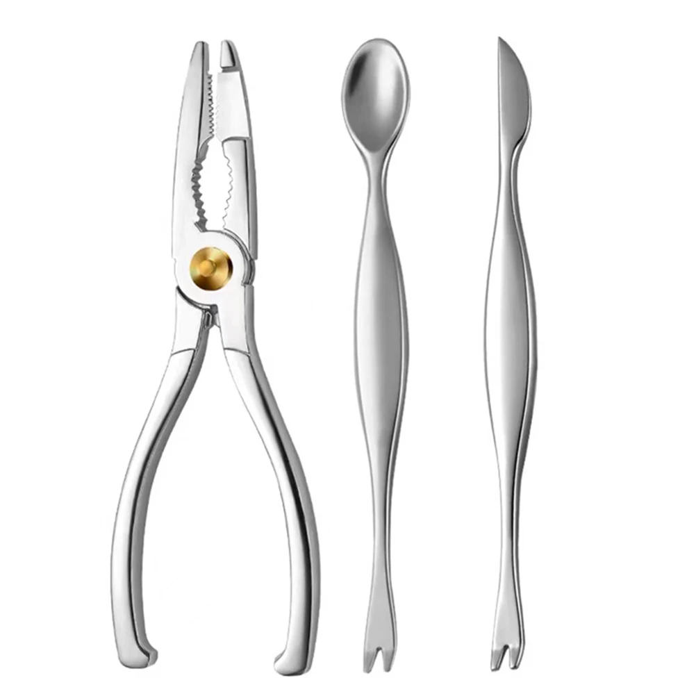 

Crab Cracker Tool 3 Pieces Seafood Cracker Fork Nut Cracker Set Lobster Cracker Crab Legs Fork And Fork Seafood Tool Set Durable