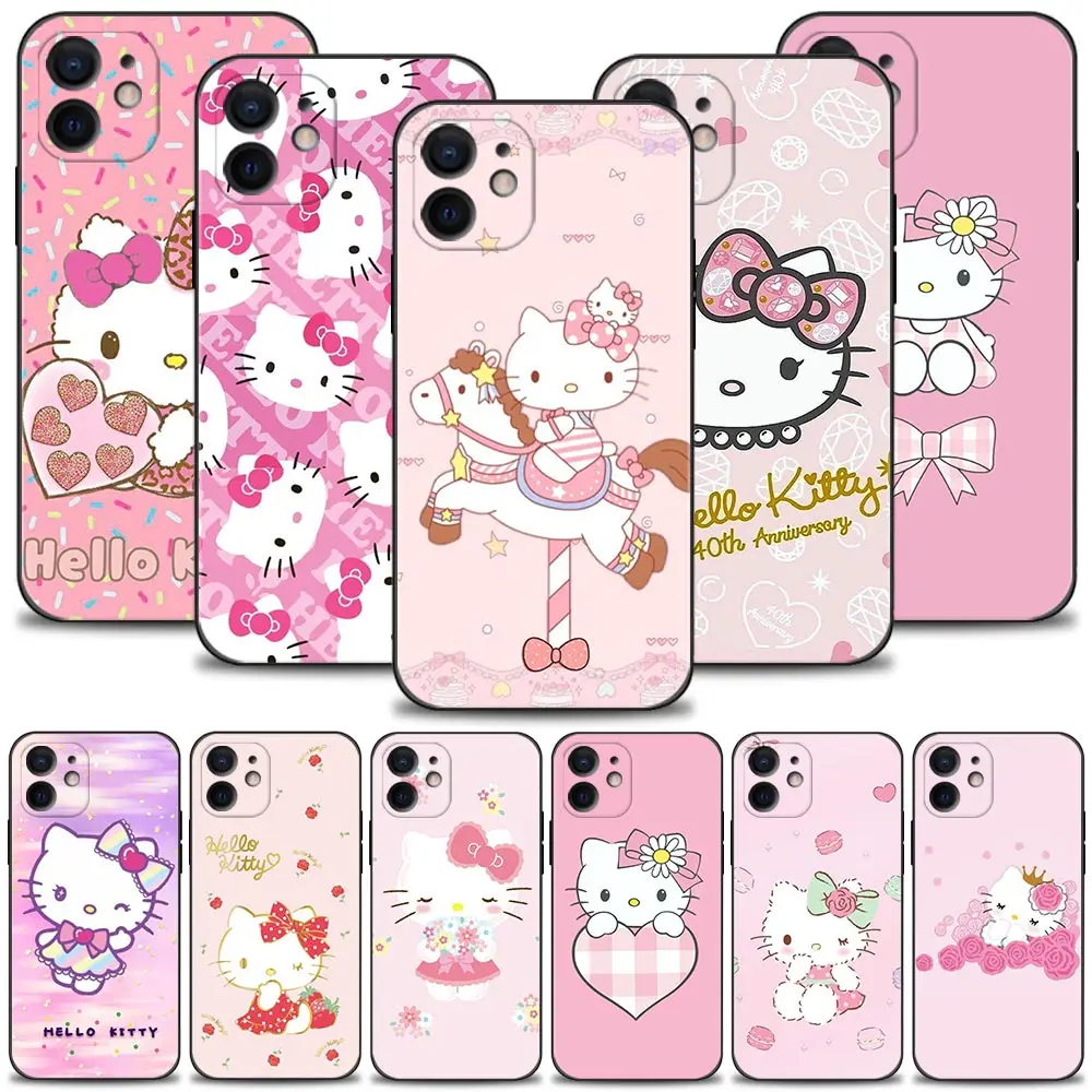 

Hello Kitty Pink Color Style Silicone Case For Apple iPhone 13 12 11 Pro Max Mini XS Max XR X 7 8 6 6S Plus 5 5S SE 2020 Cover