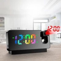 new led projection alarm clock 180xc2xb0 rotating large screen digital luminous mute colorful electronic clock