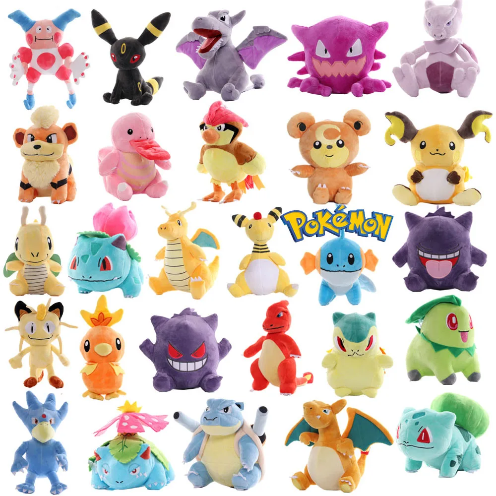 Pokemon Plush Venusaur Dragonite Gengar Blastoise Mewtwo Pikachu Charizard Charmander Jenny Turtle Anime Plushie Kids Gift 20CM