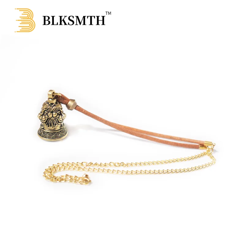 

BLKSMTH Cowhide Rope Leather Necklace Chain Lion Exorcism Bell Pendant Tokio Hotel Hip Hop Jewelry Y2k One Piece Free Shipping