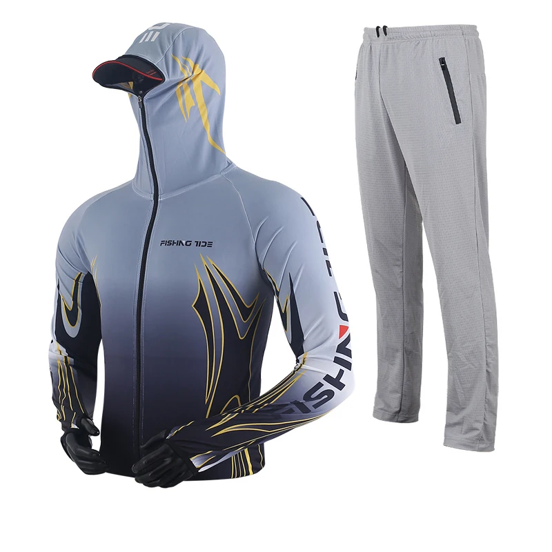 Летняя шелковая одежда для рыбалки Мужская Уличная дышащая куртка Sun UPF50 + с