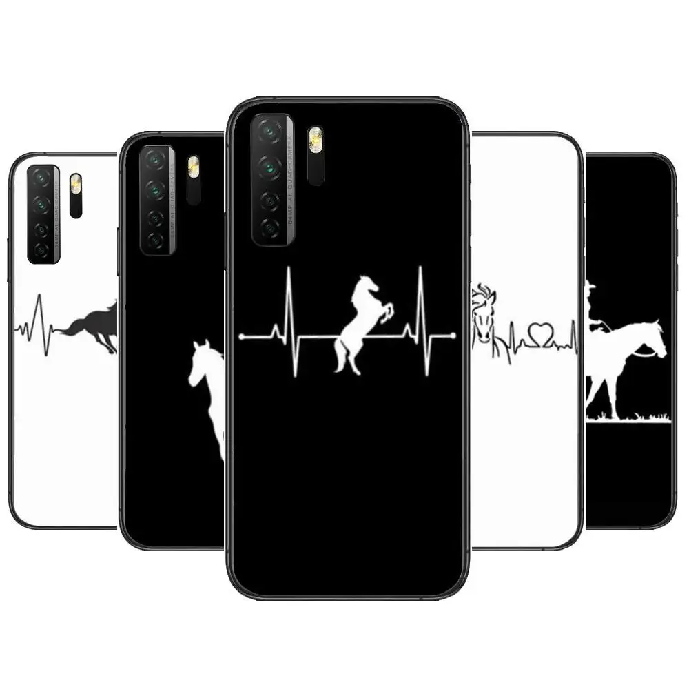 

Horse Pony Horse Heartbeat Black Soft Cover The Pooh For Huawei Nova 8 7 6 SE 5T 7i 5i 5Z 5 4 4E 3 3i 3E 2i Pro Phone Case cases