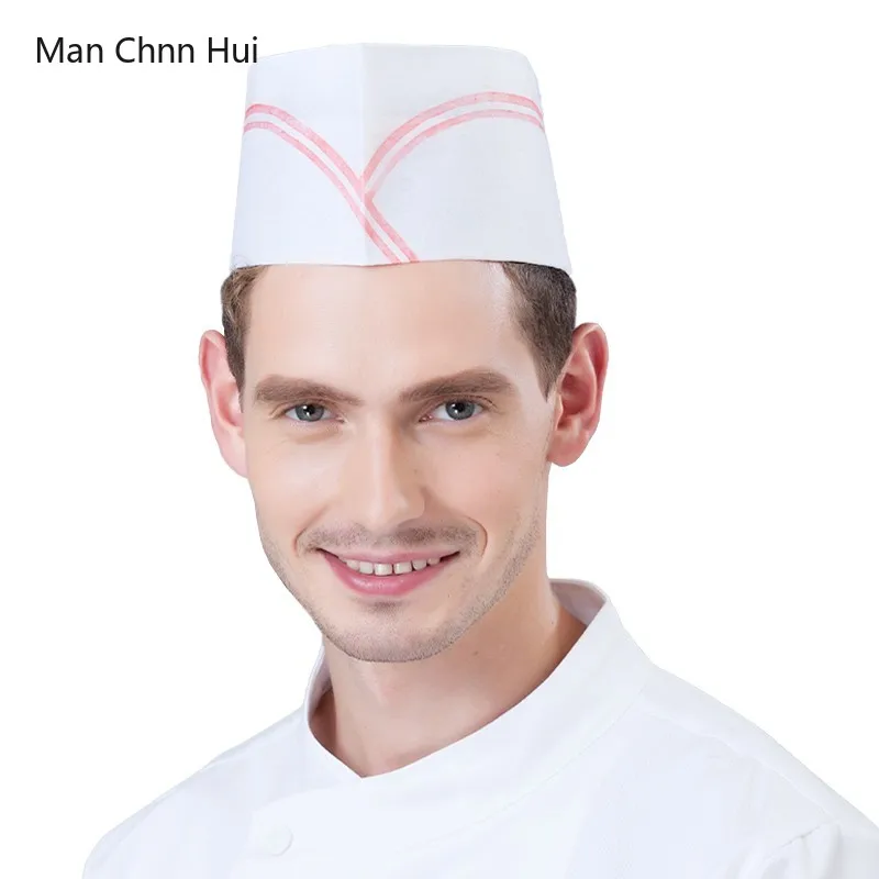 

20 Pcs Disposable Cook Cooking Cap Restaurant Kitchen Hat Sushi Shop Bakery Waiter Work Paper Hats Hotel Non-Woven Chef Caps
