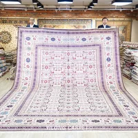 350x503cm Handknotted Silk Red Rug Living Room Tribal Home Indoor Carpet (BL013)