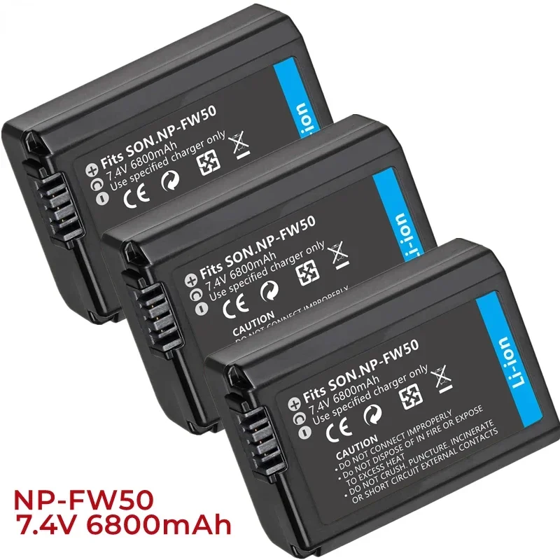 Комплект из 5 аккумуляторов для камеры NP-FW50 6800 мАч совместимый с Sony AlphaA6000 A6500 A6300