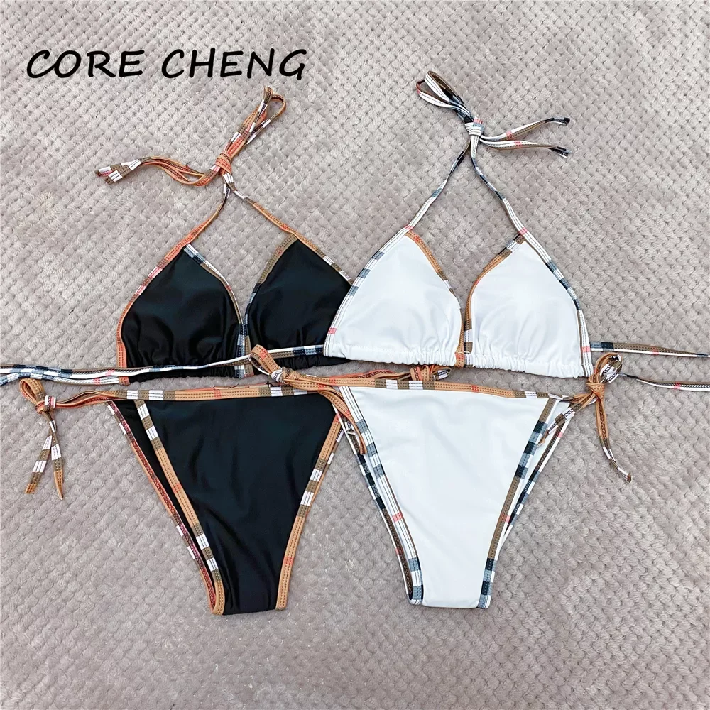 

BU09 Sexy Bikini 2022 Women's solid black and white swimsuit Women's swimsuit