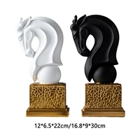 resin horse head sculpture horse figurine ornament animals figurine art craft for bookcase office desk dinner table ornament