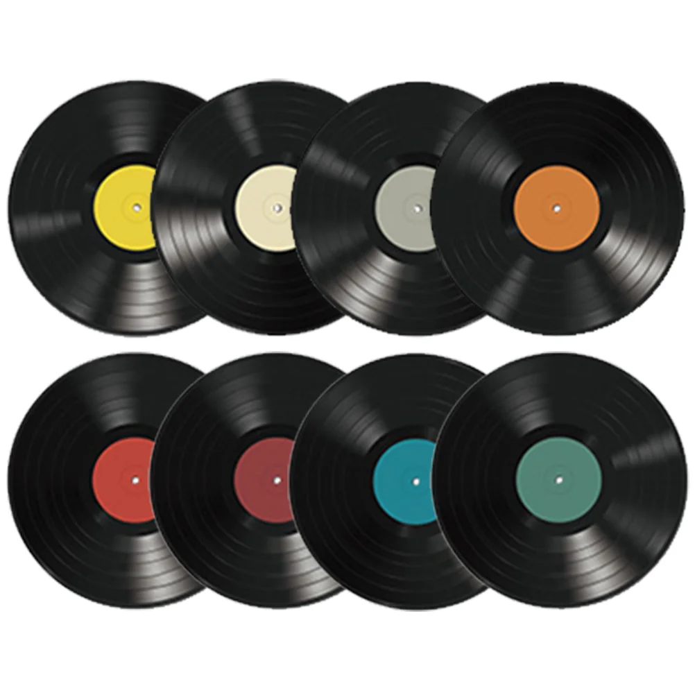 

8Pcs Home Decorative Adhesive Gift Vinyl Record Decor Music Party Favors Record Decor for Cafe Bedroom Decor