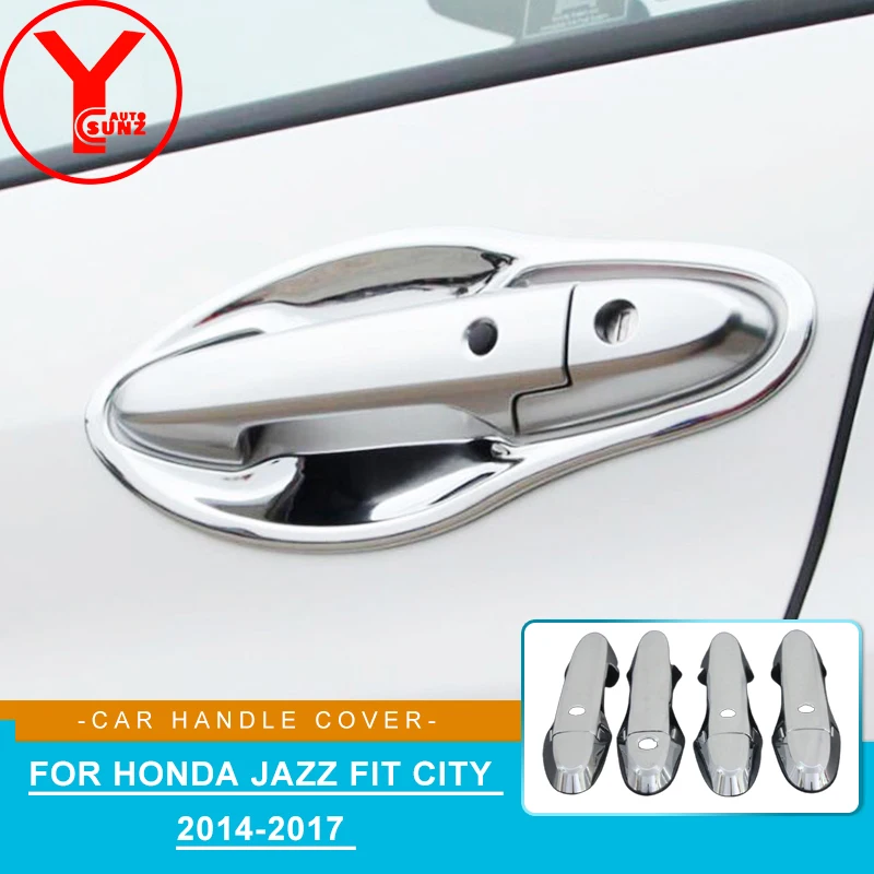 

Накладка на дверную ручку из АБС-пластика, накладка на дверную ручку, подходит для Honda Jazz Fit City 2014-2017, хромированные аксессуары для стайлинга ...