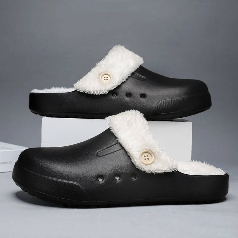 Большой размер 46 47 зимние женские теплые тапочки мужская хлопковая обувь уличная