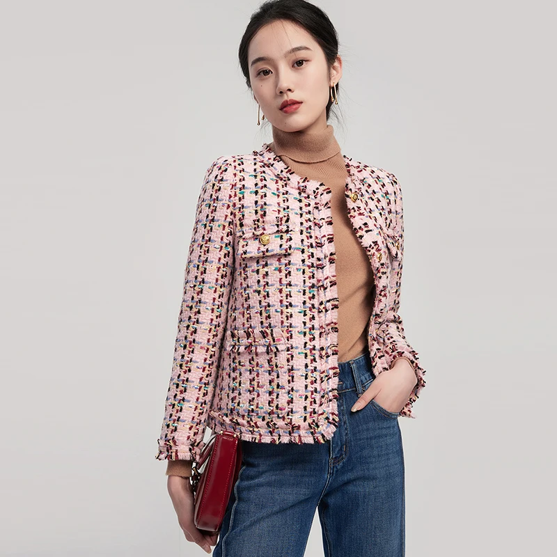 New 2023 Spring Casacos De Inverno Feminino  90%  White Duck Down Tweed Jacket High Street  Single Breasted  Wide-waisted