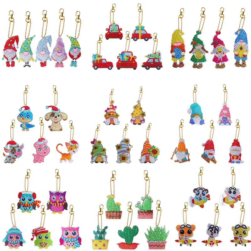 

DIY Diamond Painting Keychains Animal Owl Crafts Diamond Embroidery Mosaic Kits Art Keyring Bags Decoration Birthday Gifts